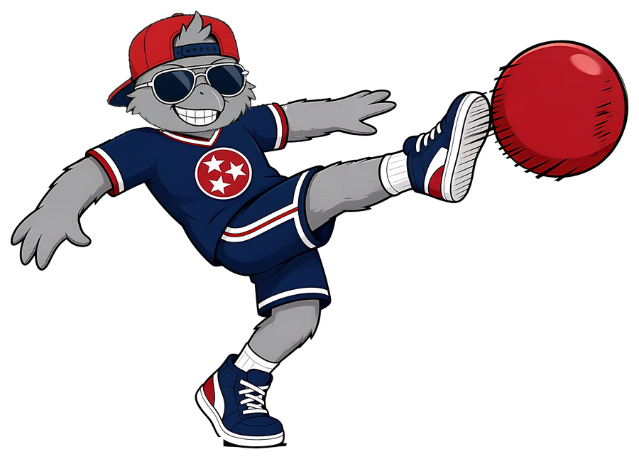 Mojo kicking a kickball